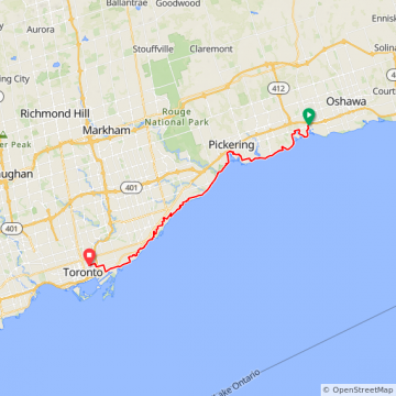 Whitby to Toronto
64 km