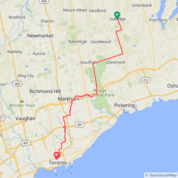 Uxbridge to Toronto
83 km