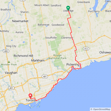 Uxbridge to Toronto
62 km