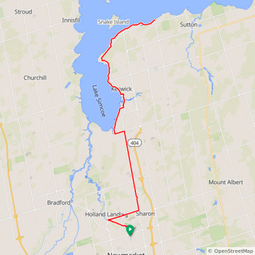 East Gwillimbury to Lake Simcoe 
82 km