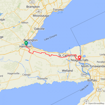 Hamilton to Niagara Falls
94 km