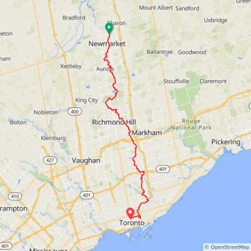 East Gwillimbury to Toronto
77 km