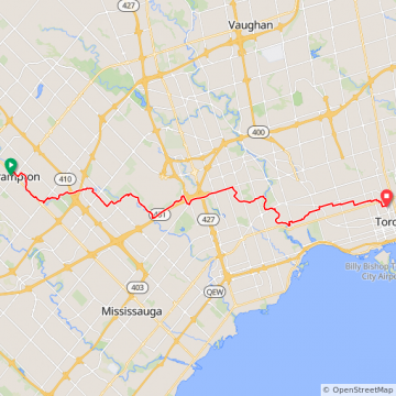 Brampton to Toronto (Short)
44 km
