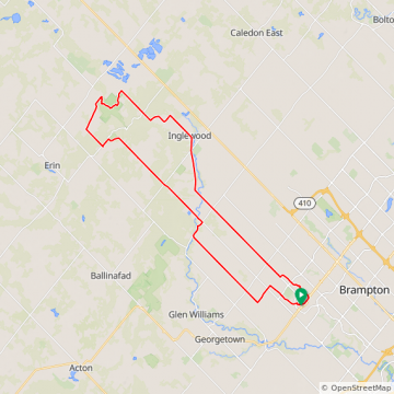 Brampton to Fork of the Credit 
59 km
