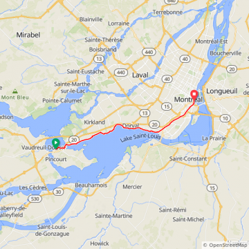 Vaudreuil à Longueuil  61 km