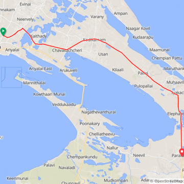 Jaffna à Paranthan  63 km