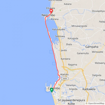 Colombo à Negombo  38 km